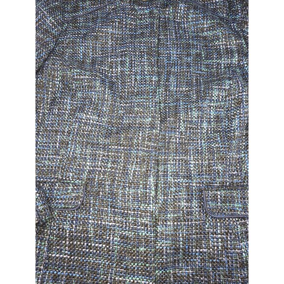 Talbots Tweed Jacket Women's Size 20 Blue Collarless Blazer Snap Front Career - Picture 2 of 8